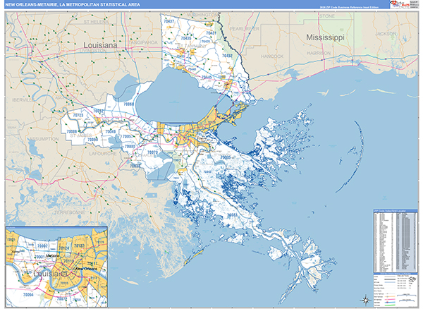 New Orleans-Metairie Metro Area Wall Map